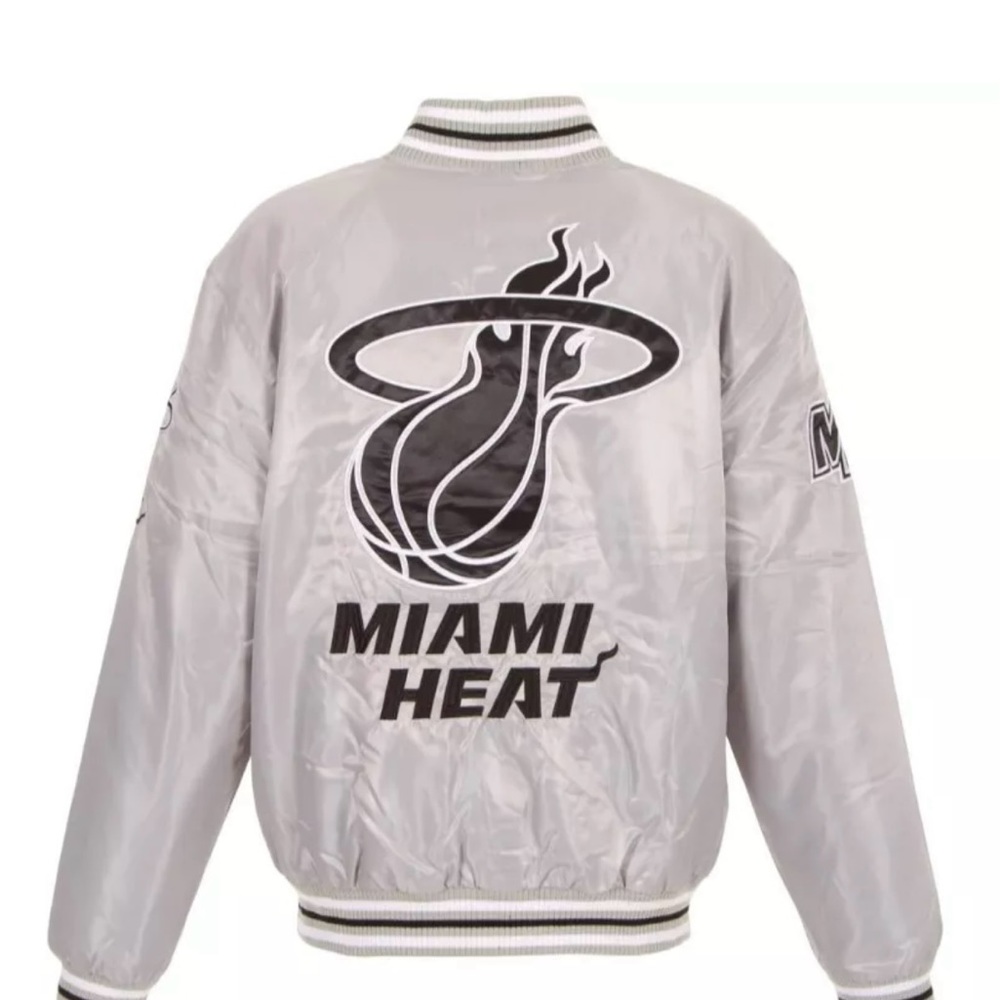 NEW Size XL Men's JH Design Silver Miami Heat Satin Jacket 3360694